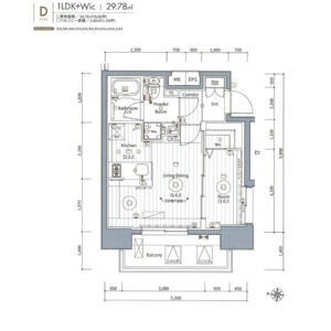 エステムコート名古屋新栄Ⅵ アートテラス・804号室の間取り