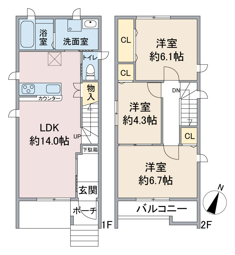 ヴィラ藤塚C・Ｄ・1号室の間取り