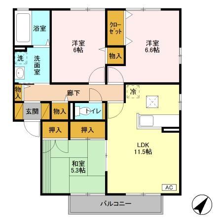 ローズガーデン・レジス ABCDの間取り