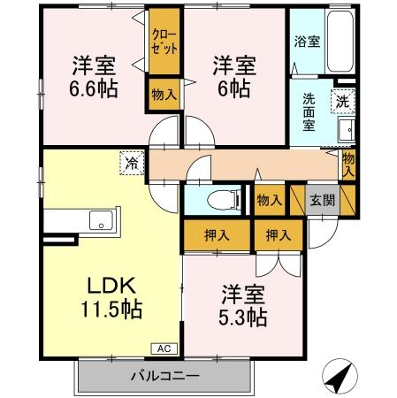 ローズガーデン・レジス ABCDの間取り