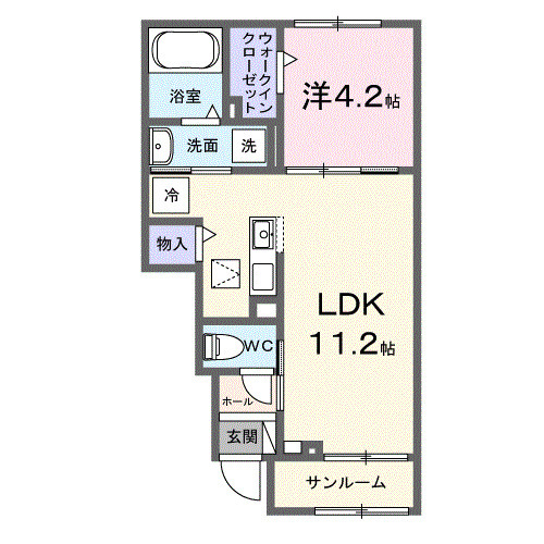 カメリアフォレスト・01040号室の間取り