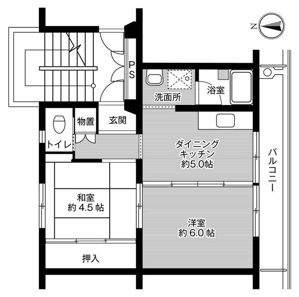 ビレッジハウス石下1号棟・0502号室の間取り