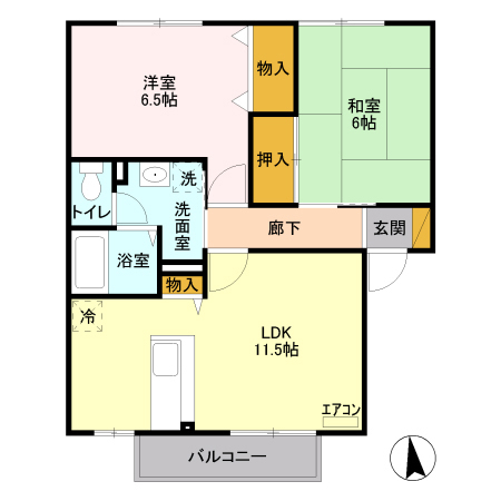 セジュールみやび Aの間取り