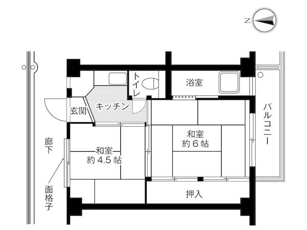 ビレッジハウス本町1号棟・0307号室の間取り