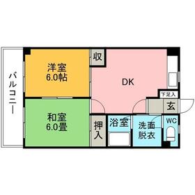 ウェルズ児島Ⅱ・0102号室の間取り