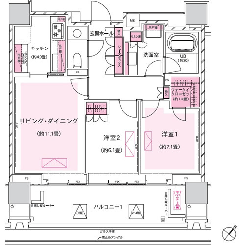 ザ・パークハウスグラン千鳥ヶ淵・302号室の間取り