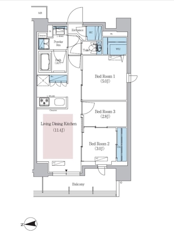 台東の完工年月(2025年7月)築の賃貸マンションの間取り