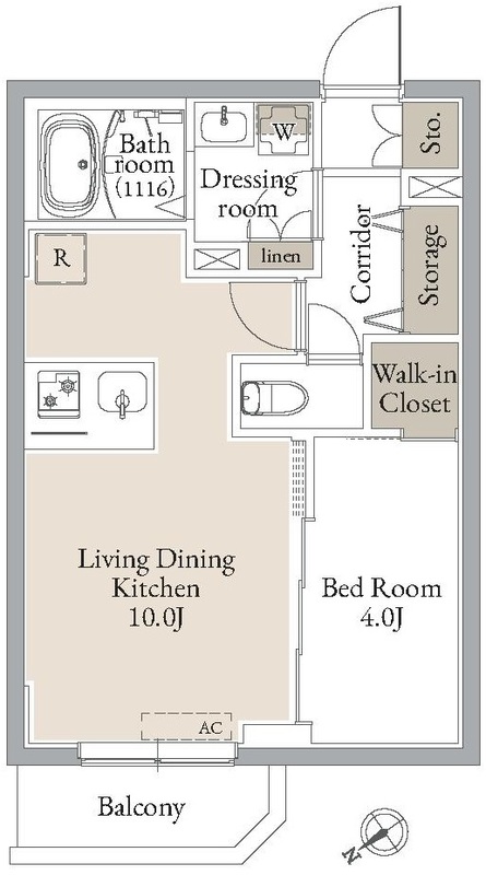ルネサンスコート門前仲町・0201号室の間取り