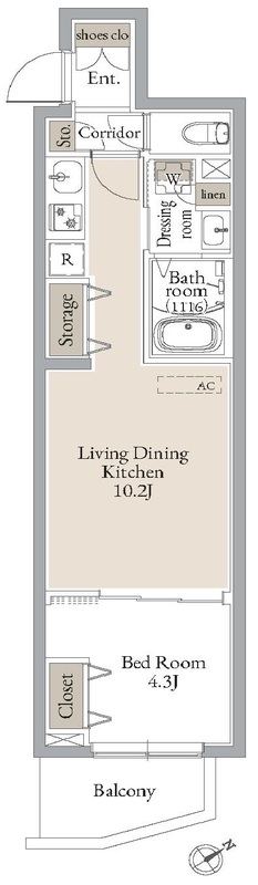 ルネサンスコート門前仲町・0304号室の間取り