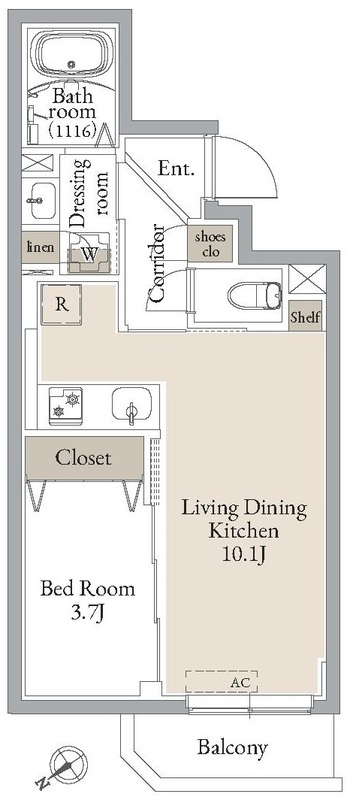 ルネサンスコート門前仲町・0405号室の間取り