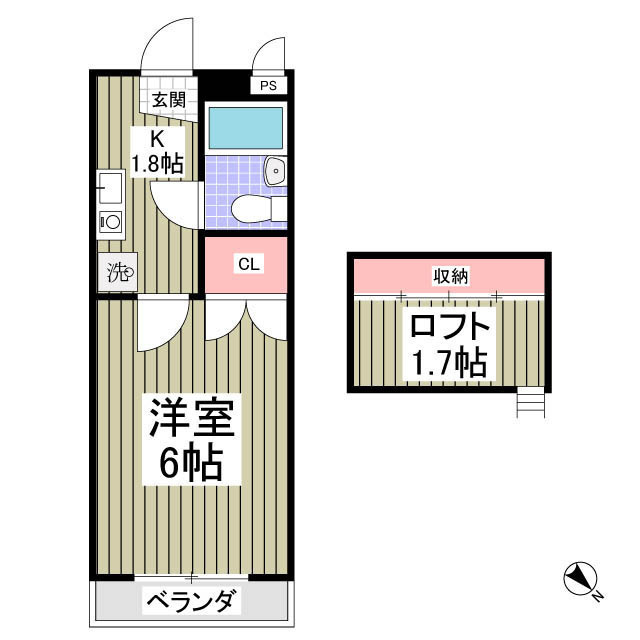 ガーデンヒルズ新倉B棟・205号室の間取り