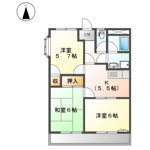 205号室の間取り