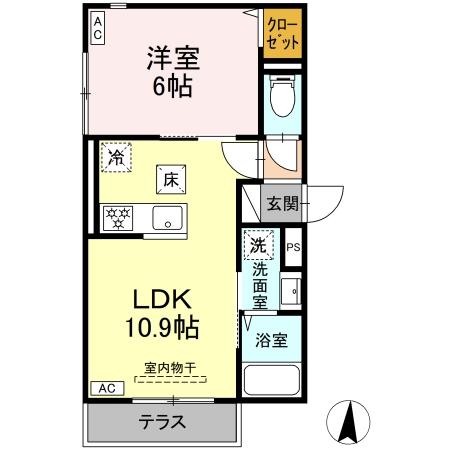 セレスティア加賀・105号室の間取り