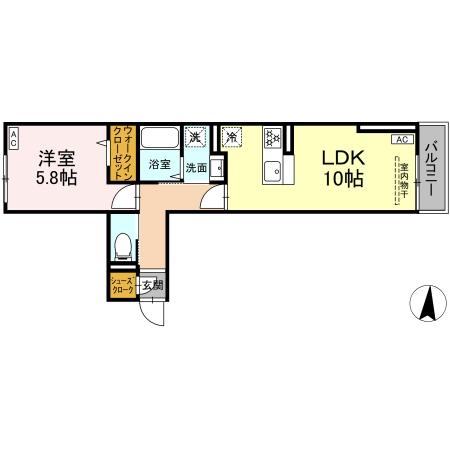 セレスティア加賀・203号室の間取り
