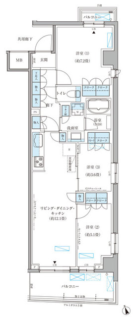 パークアクシス文京本郷・501号室の間取り