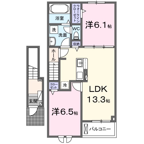 ウィステリアタウンＦ・02030号室の間取り