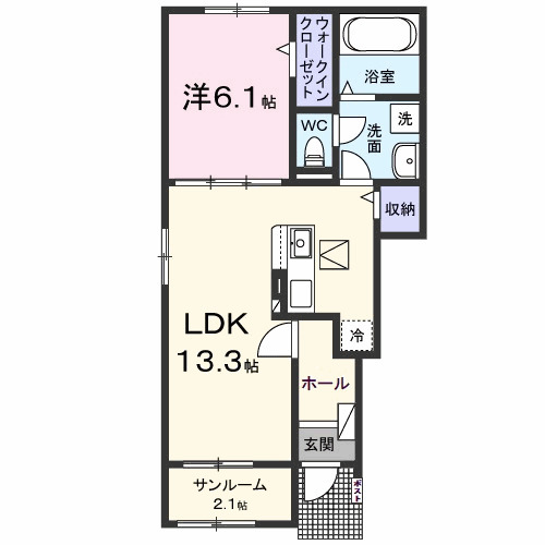 モナ　ｂ・01010号室の間取り
