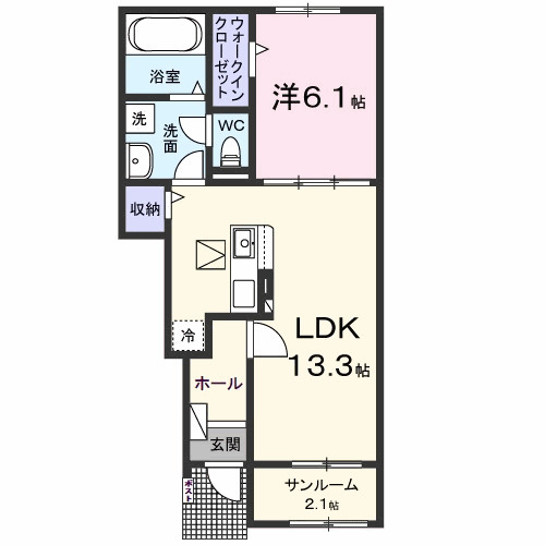 モナ　ａ・01020号室の間取り