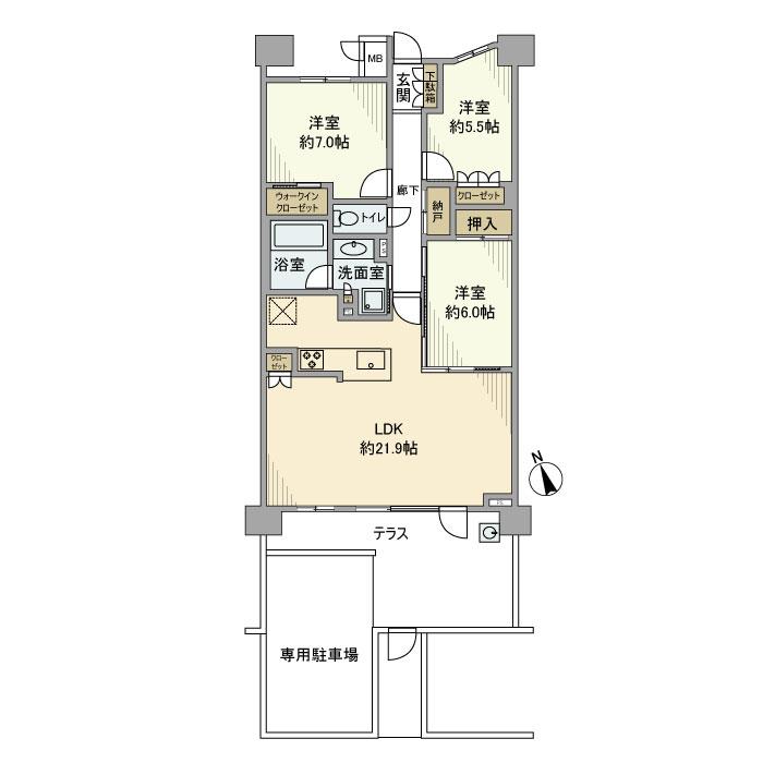 バンベール植田ヒルズ2号棟の間取り