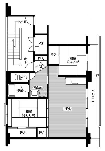 ビレッジハウスなかのめ1号棟・0205号室の間取り