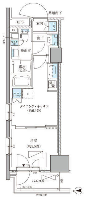 パークアクシス品川天王洲アイル・416号室の間取り