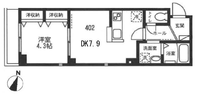 フェリオ岩本町・402号室の間取り