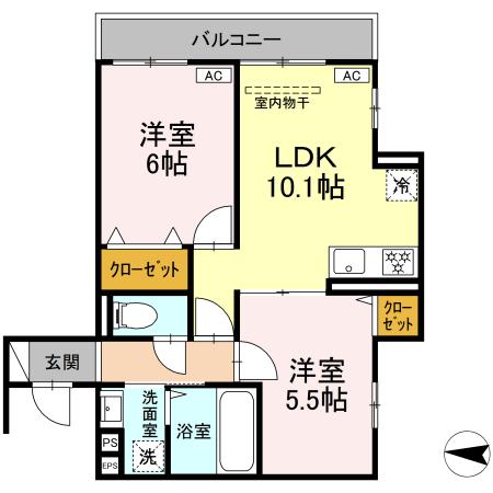カルディア新綱島・205号室の間取り