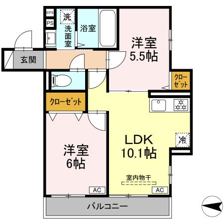 カルディア新綱島・206号室の間取り