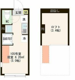 ハーモニーテラス仲宿Ⅴ・0205号室の間取り