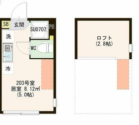 ハーモニーテラス仲宿Ⅴ・0203号室の間取り