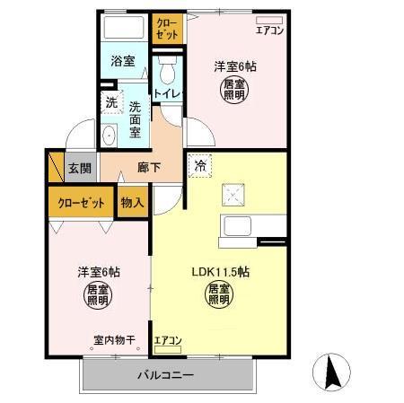 シュマンヴェール Bの間取り