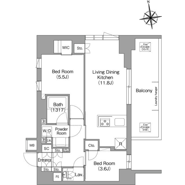コンフォリア・リヴ西大島SOUTHの間取り