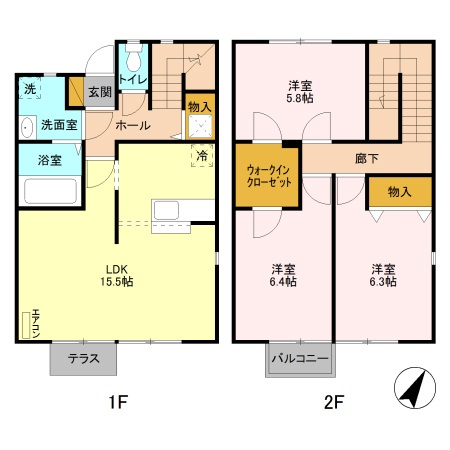 リースランドテクノ Cの間取り