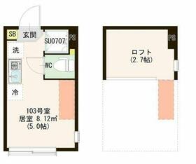 ハーモニーテラス仲宿Ⅴ・0103号室の間取り