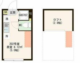 ハーモニーテラス仲宿Ⅴ・0202号室の間取り