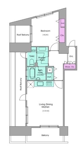 麻布十番の完工年月(1999年11月)築の賃貸マンションの間取り