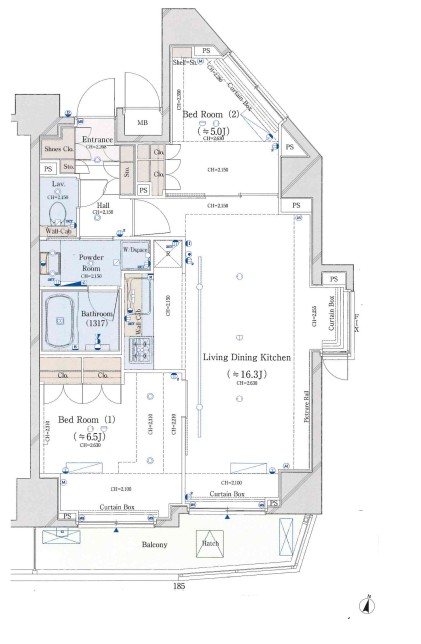 コンシェリア西新宿・1302号室の間取り