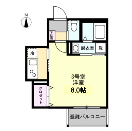 ベイグレイス蒔田・203号室の間取り
