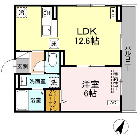 D Paina 篠原東・101号室の間取り
