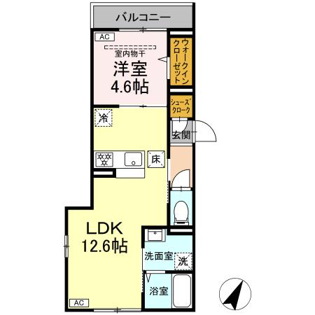 D Paina 篠原東・103号室の間取り