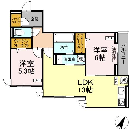 D Paina 篠原東・302号室の間取り