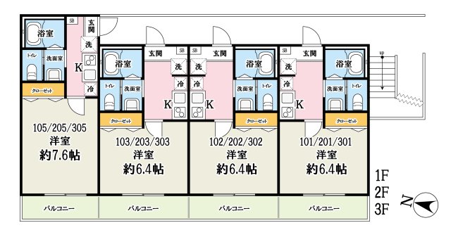 Pine Da Casa三郷中央A・103号室の間取り