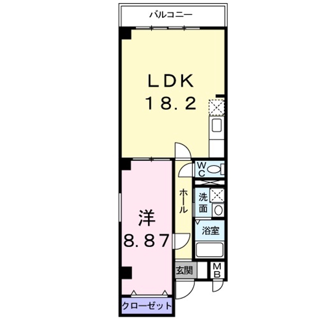 201号室の間取り