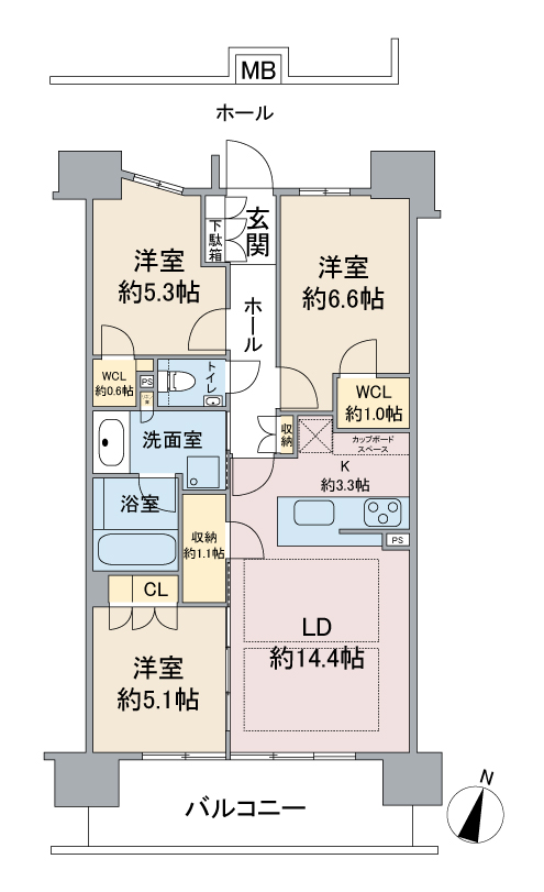 パークホームズ一社　１２０２号室・1202号室の間取り