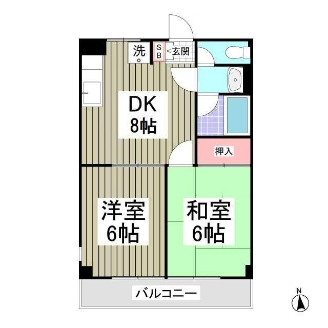 サンヴィレッジ・211号室の間取り