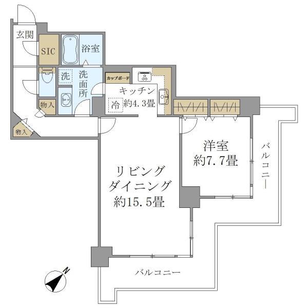 トルナーレ日本橋浜町・4405号室の間取り