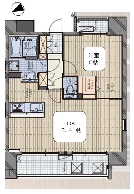 麻布十番テラス・401号室の間取り
