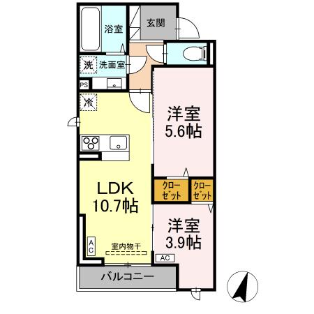 D-ROOM松木・202号室の間取り