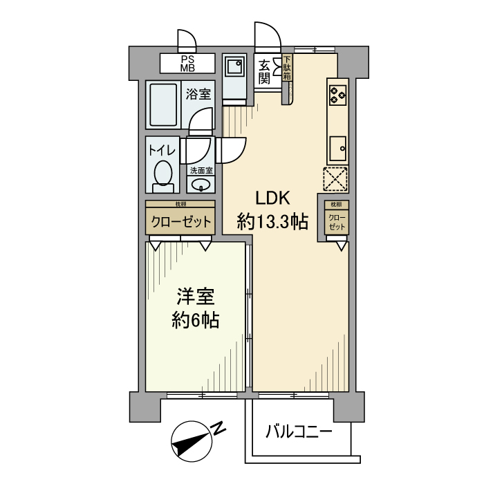 トーア不動前マンション・404号室の間取り