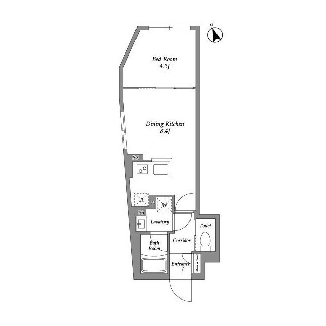 グローリオシェルト四谷坂町・201号室の間取り